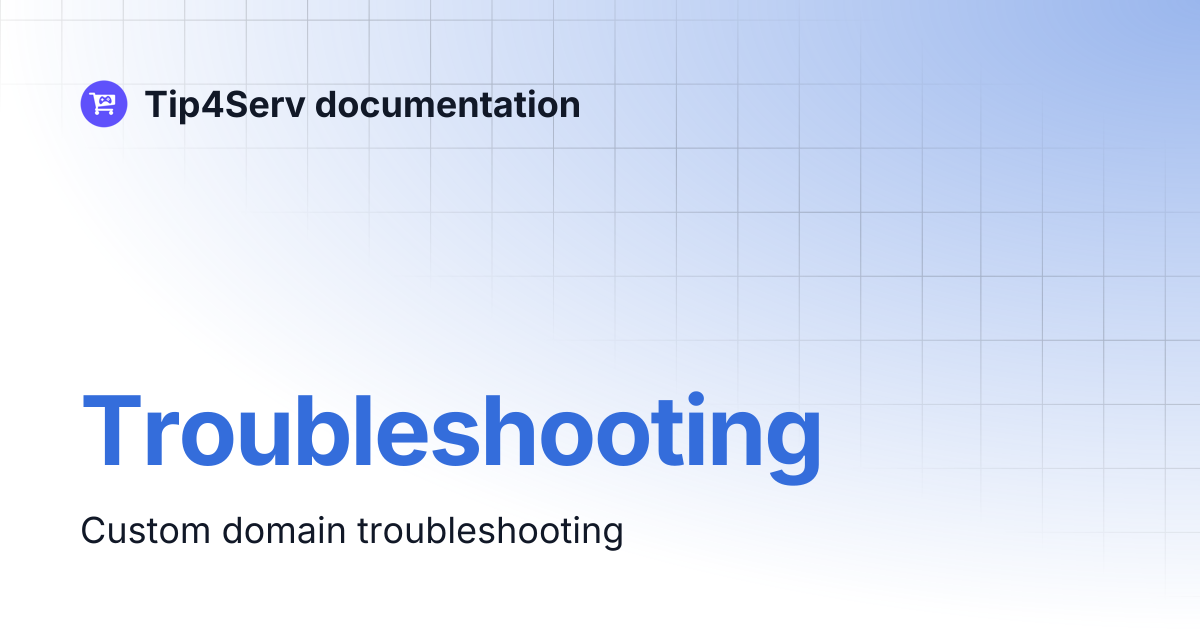 Troubleshooting | Tip4Serv documentation